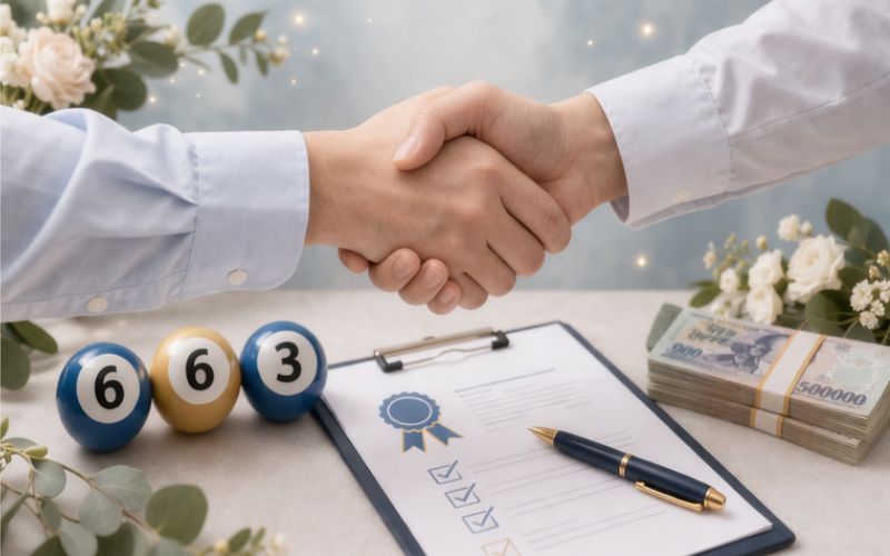 Bàn làm việc với các quả bóng số lô đề thể hiện sự hợp tác và phát triển